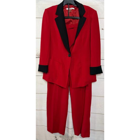 Peter Nygard Jackets & Blazers - Peter Nygard Red 2‎ Pc Suit Black Trim Sz 8p Holiday Party Unique Festive